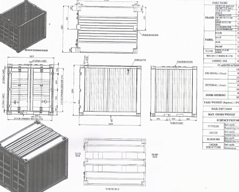 6 ft container parts