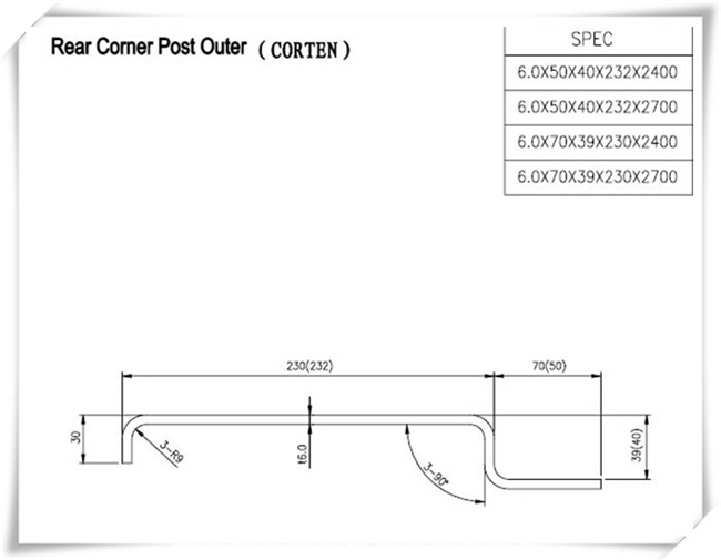 rear corner post-outer